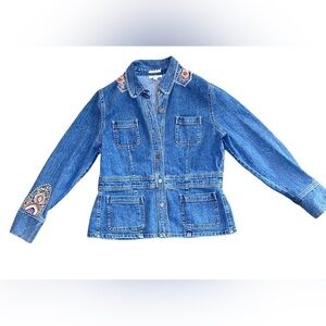 Vintage Jones Sport Jean Jacket with Beautiful Beadwork and Flat Front Pockets